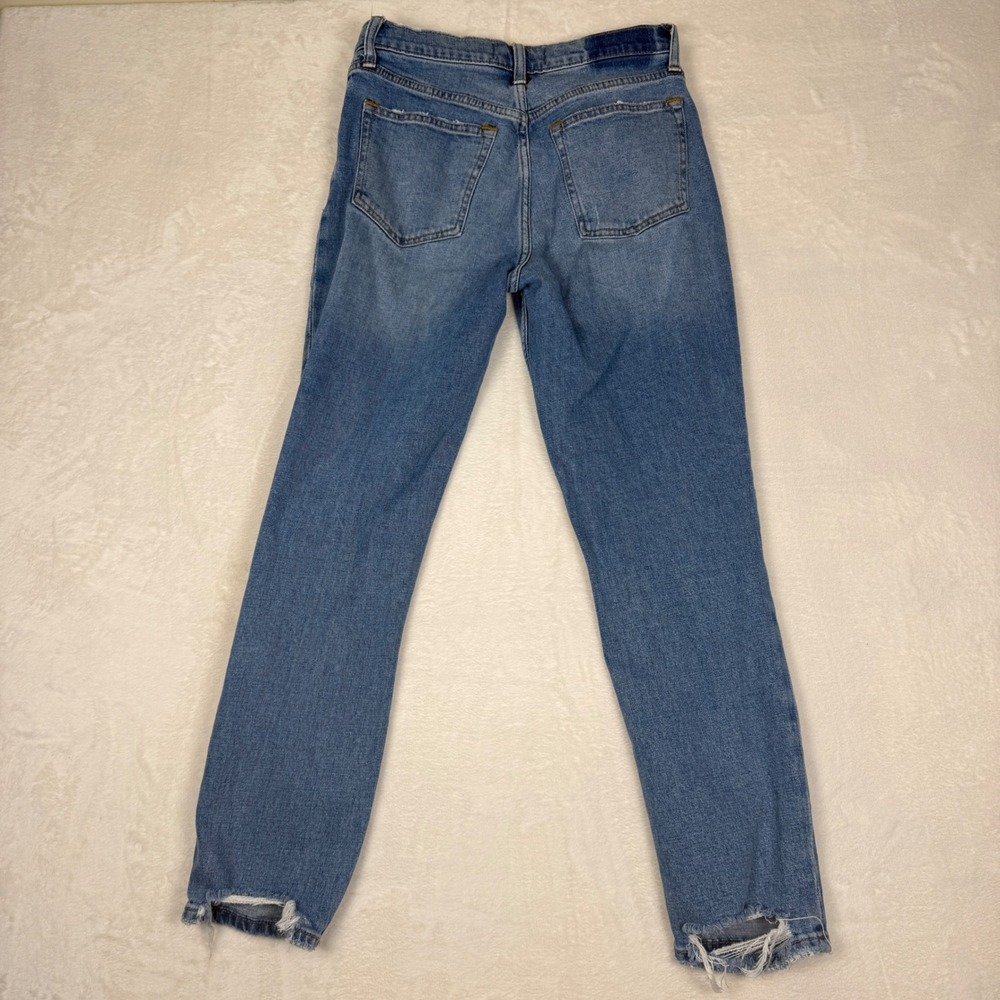 Abercrombie & Fitch High Rise Straight Leg Jeans Light Wash Distressed Size 27 - Picture 4 of 7
